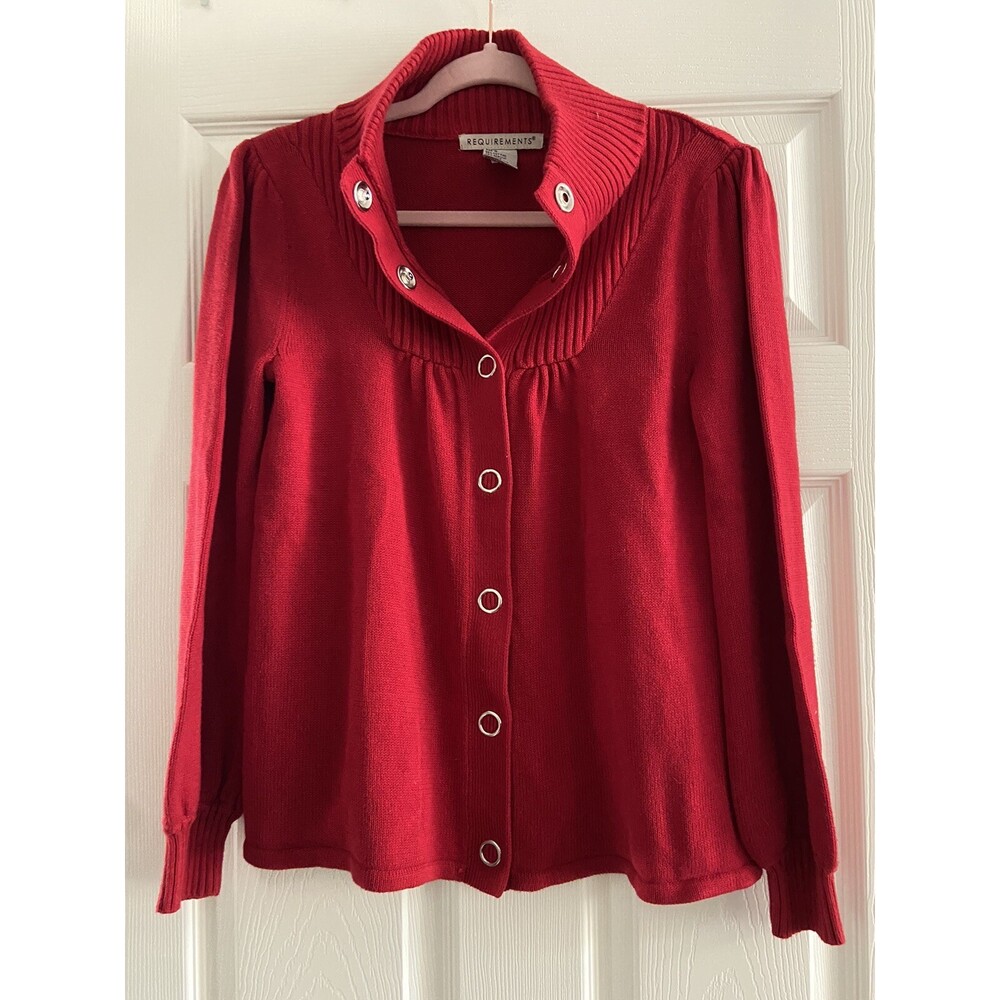 Requirements Red Cardigan Sweater Size S